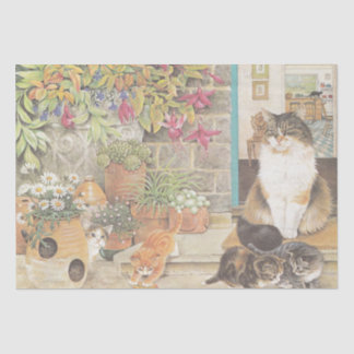 MOUSSELINE PAPIER EN TISSU PEINT EN CAT ADORABLE