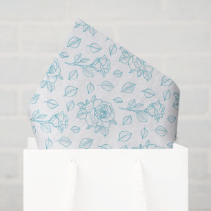 Mousseline Papier fantaisie bleu œuf de Robin rambling rose d