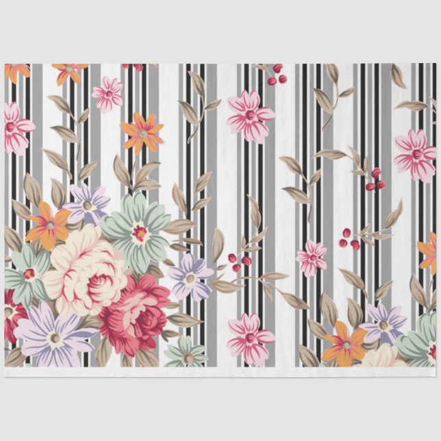 MOUSSELINE PAPIER - Fleurs de Chabby - Papier Tiss (Recto)