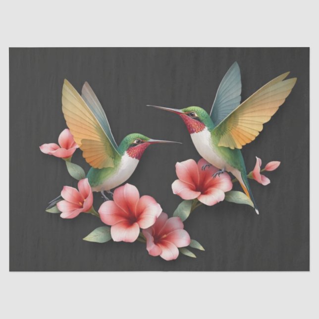 Mousseline Papier Floral Colibri  (Recto)