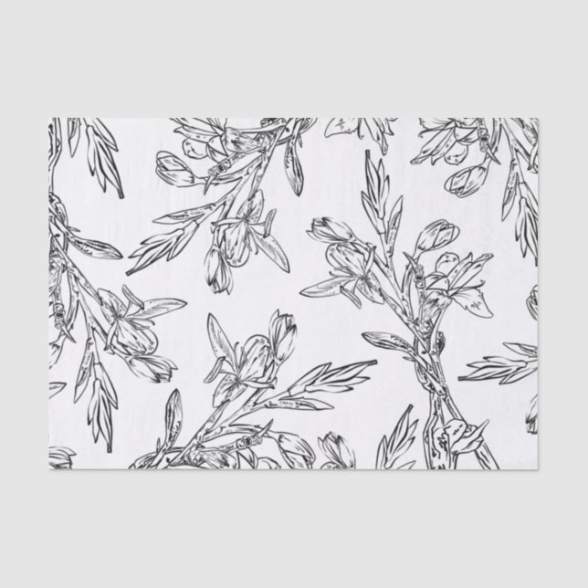 Mousseline Papier motif à dessin floral (Recto)