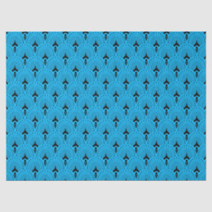 Mousseline Papier motif art déco noir et bleu