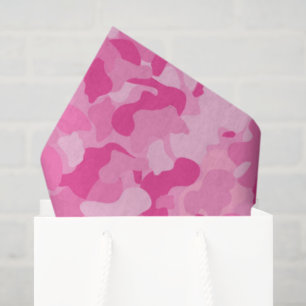 Mousseline Papier motif camo fille rose