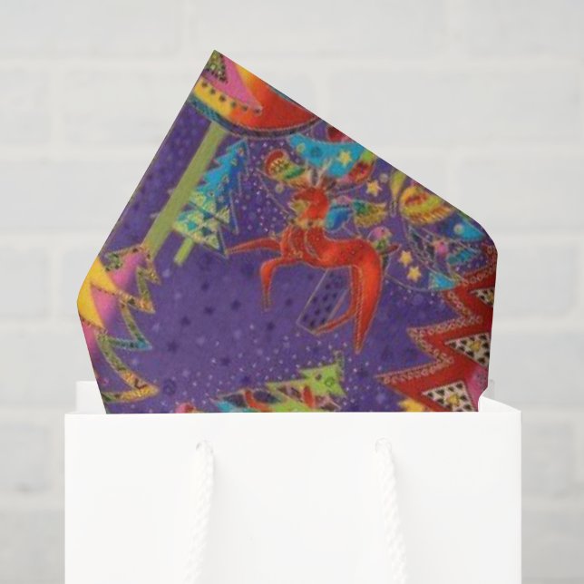Mousseline Papier motif de Noël amusant (Sac cadeau)