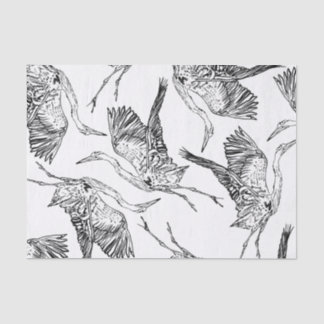 Mousseline Papier motif Heron