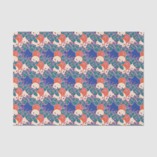 Mousseline papier motif moderne feuille, bourgeon et fleur
