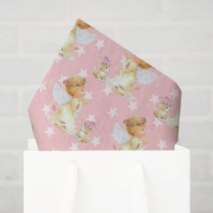 Mousseline Papier motif rose fille fille Angel tissu