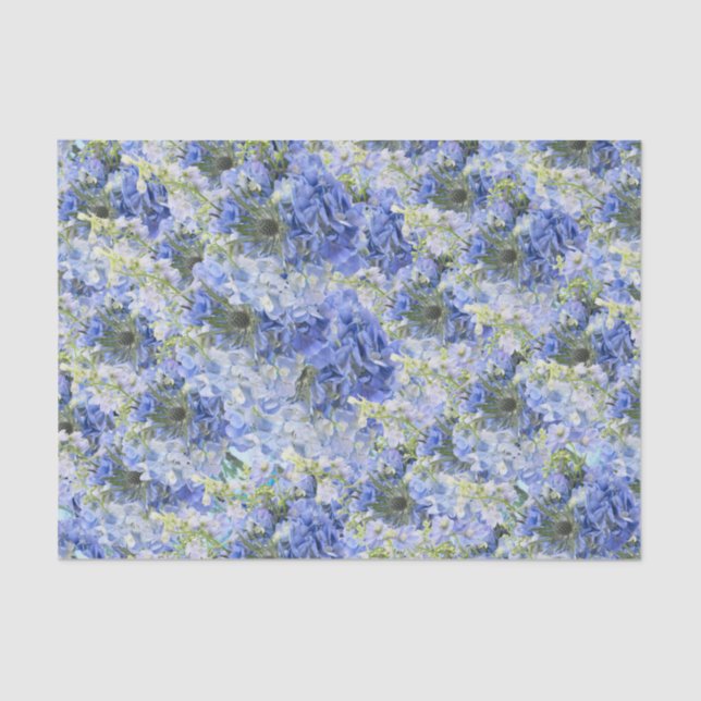 Mousseline Papier papier papier Motif Blue Hydrangeas (Recto)