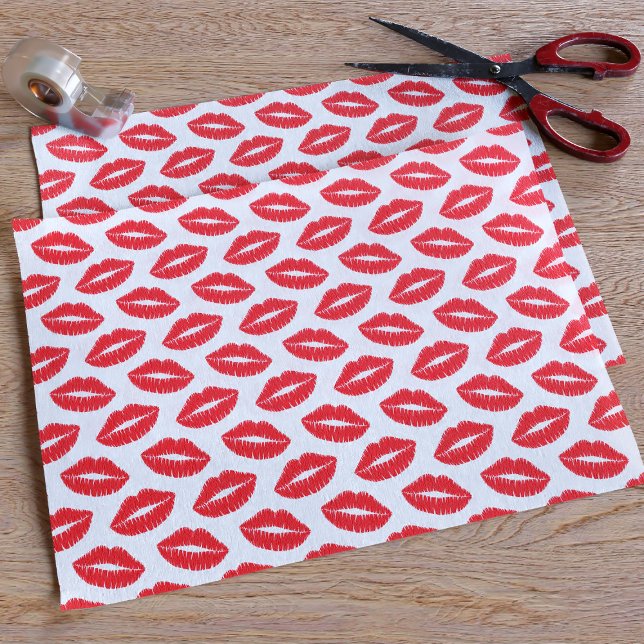 Mousseline Papier papier papier Motif rouge baiser (Perfect for gifts wrapped with love)