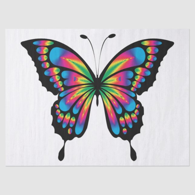 Mousseline papier papillon arc-en-ciel (Recto)