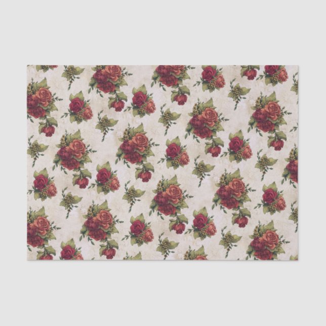 Mousseline Papier peint antique de rose rouge (Recto)