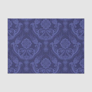 Mousseline Papier peint floral bleu de luxe de damassé
