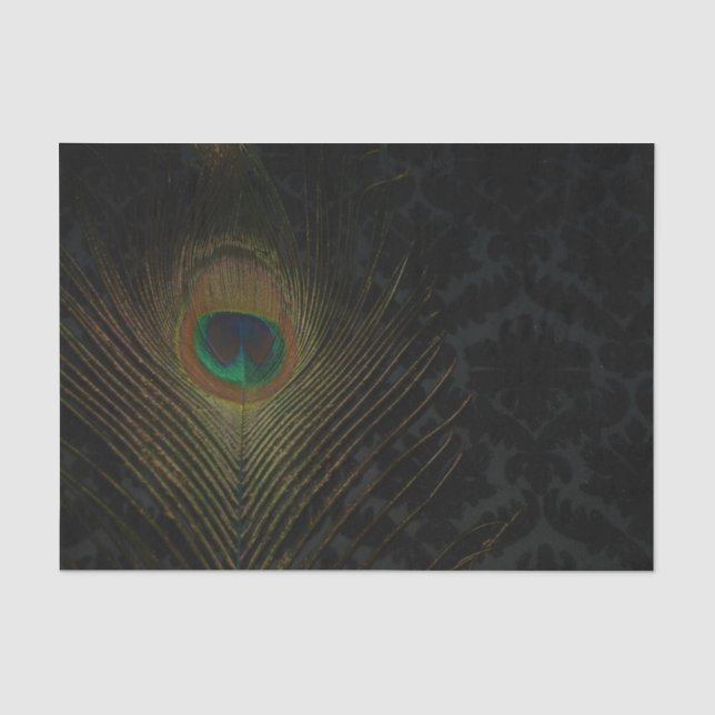 Mousseline Papier peint noir victorien et peacock (Recto)