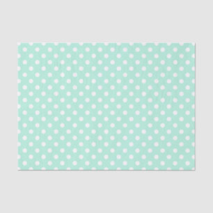 Mousseline papier pois vert menthe et blanc