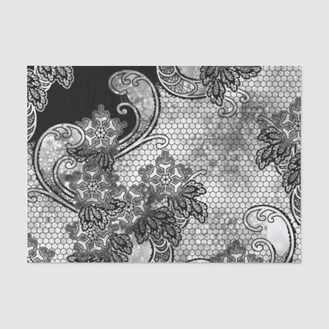 Mousseline Papier Tissu À LACE NOIRE (Recto)