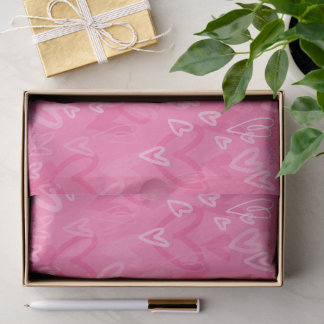 Mousseline Papier Tissu à Motif de Cœurs Roses Rêveurs
