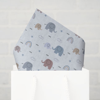 Mousseline Papier Tissu à Motif de Nurserie Éléphant