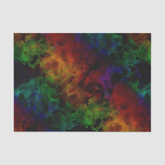 Mousseline Papier Tissu Abstrait noir arc-en-ciel (Recto)