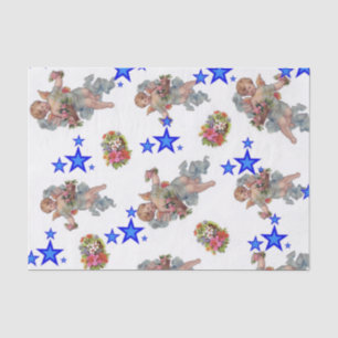 Mousseline Papier Tissu Angel Blue Stars