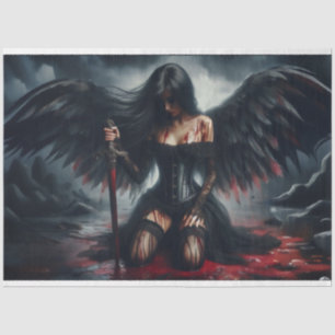 Mousseline Papier Tissu Angel Tempête noire