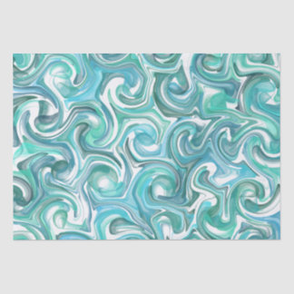 Mousseline Papier Tissu Aqua Swirl