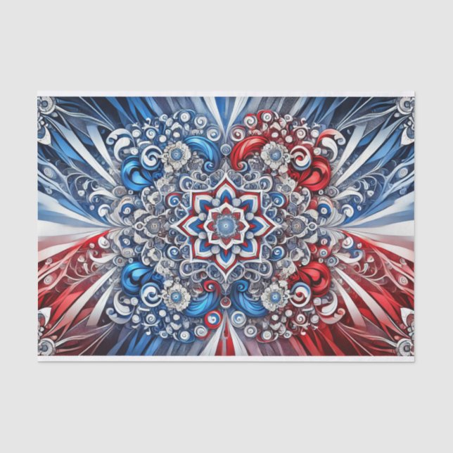 Mousseline Papier Tissu avec design de couleurs françaises (Recto)