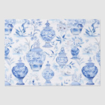 Papier Tissu Bleu Chinoiserie