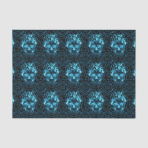Mousseline Papier Tissu bleu crâne de feu