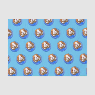Mousseline Papier Tissu bleu Piggy Booboo