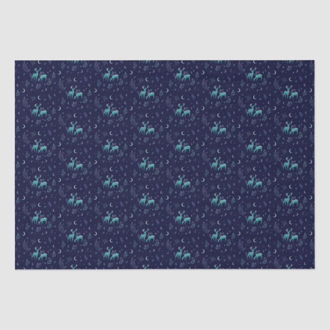 Mousseline Papier Tissu Blue Deer (Recto)