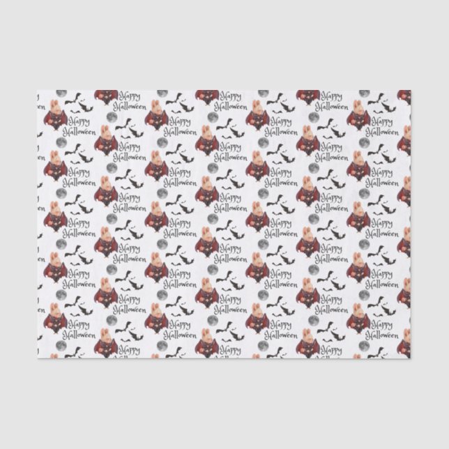 Mousseline Papier Tissu Bunny Halloween (Recto)