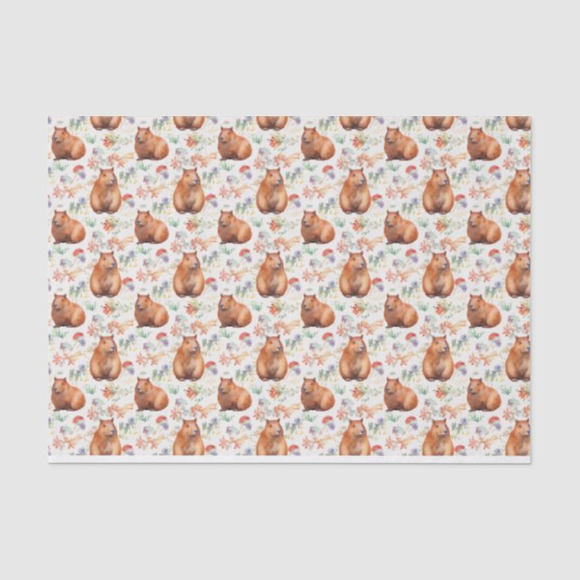 Mousseline Papier Tissu Capybara (Recto)