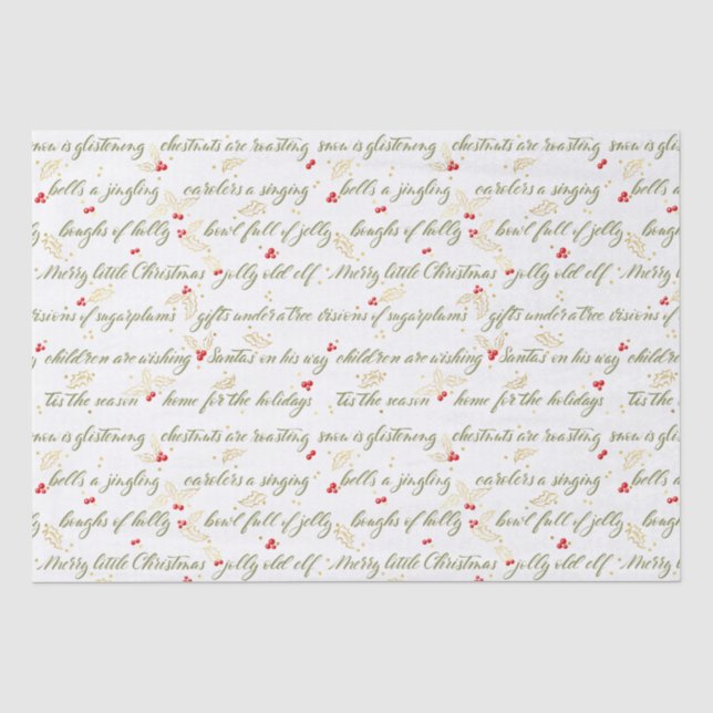Mousseline Papier Tissu Carols de Noël Classique (Recto)