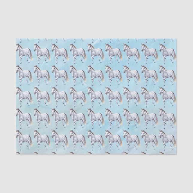 Mousseline Papier Tissu Cheval Blanc (Recto)