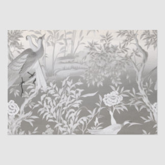 Mousseline Papier Tissu Chinoiserie Argent