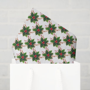 Mousseline Papier Tissu Christmas Holly Berry