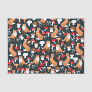 Mousseline Papier Tissu Cute Fox and Mushrooms