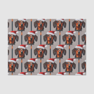 Mousseline Papier Tissu Dachshund Père Noël