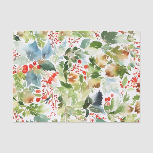 Mousseline Papier Tissu D'Aquarelle D'Hiver (Recto)