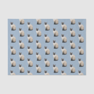 Mousseline Papier Tissu de chat Siamois bleu