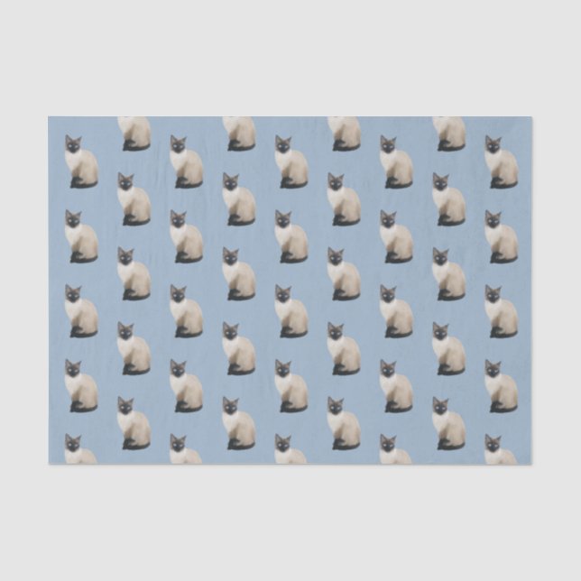 Mousseline Papier Tissu de chat Siamois bleu (Recto)