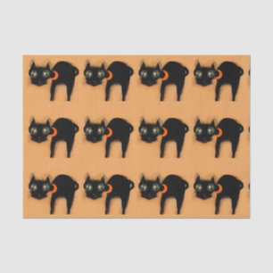 Mousseline Papier Tissu de chats noirs d'Halloween