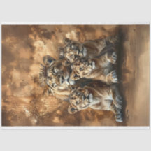 Papier Tissu De Découpage Lion & Cubs Majestic