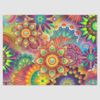 papier tissu de fleurs psychédéliques