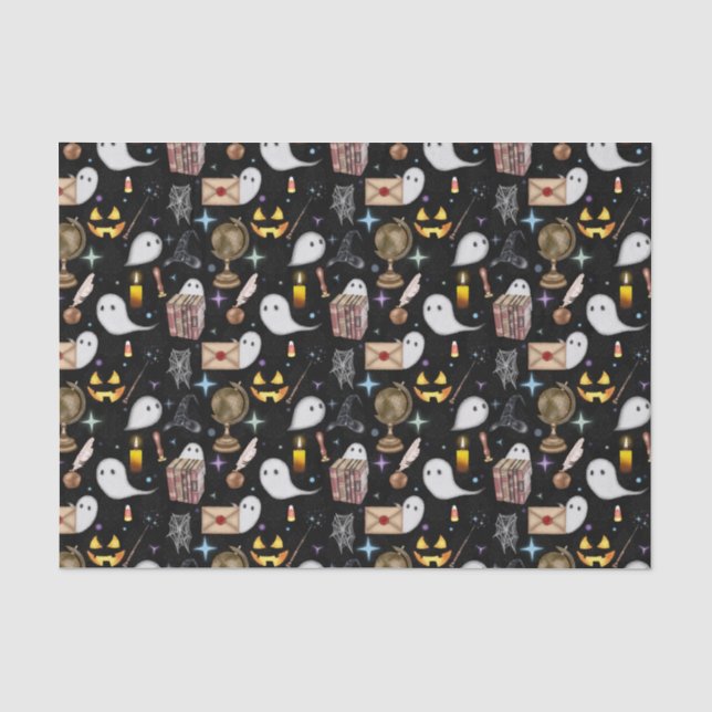Mousseline Papier Tissu De La Bibliothèque Halloween (Recto)