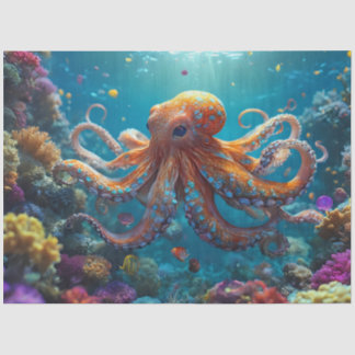 Mousseline Papier Tissu de la mer d'Octopus