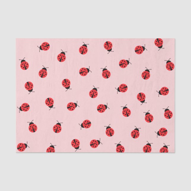Mousseline Papier Tissu De Ladybug Rose (Recto)