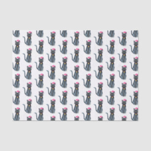 Mousseline Papier Tissu de Noël de chat noir