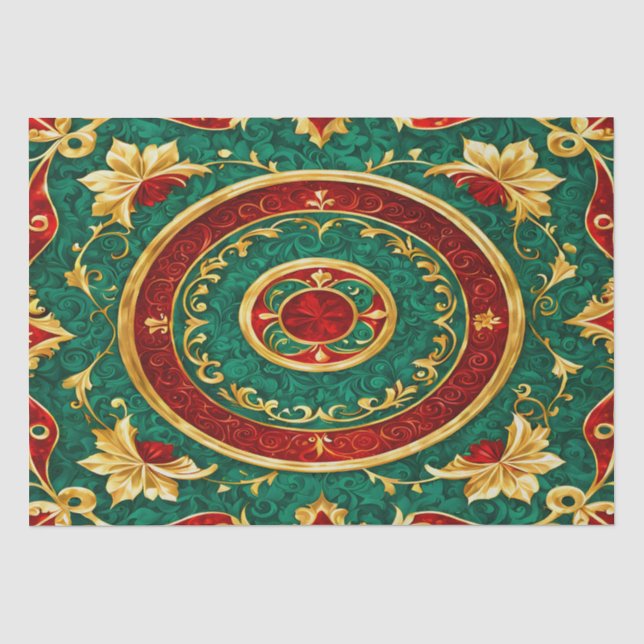 Mousseline Papier Tissu de Noël Floral (Recto)
