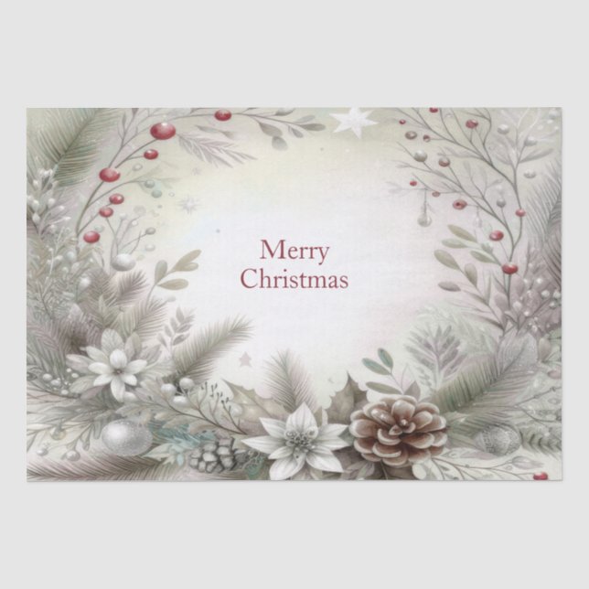 Mousseline Papier Tissu de Noël hiver (Recto)